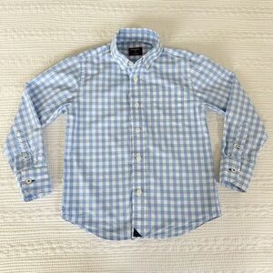 UNTUCKit Boys Blue White Gingham Long Sleeve Button Down Dress Shirt Cotton 6-7
